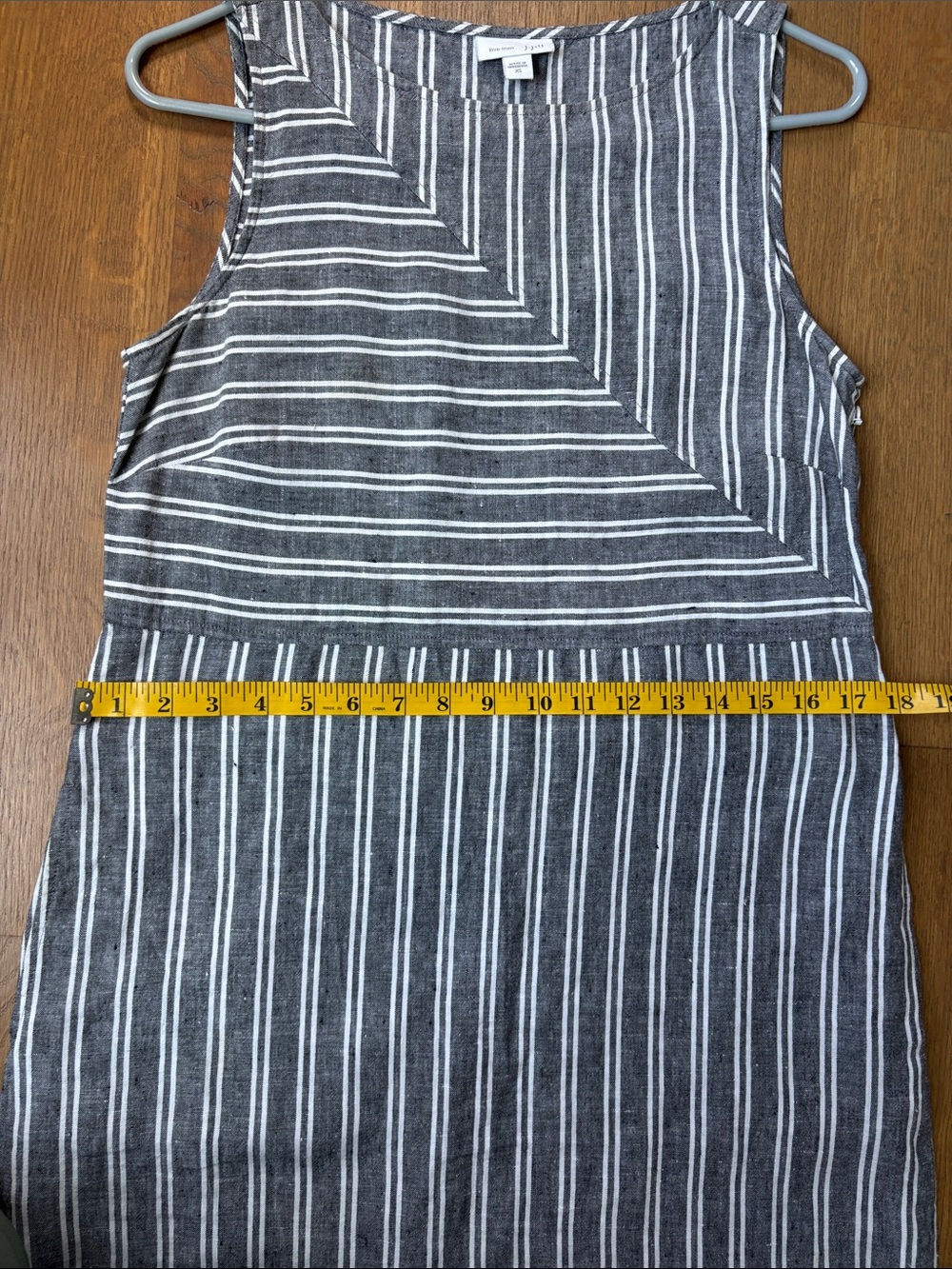 J. Jill Love Linen XS Striped Sleeveless Maxi Dress gray white minimalist EUC - Picture 12 of 13